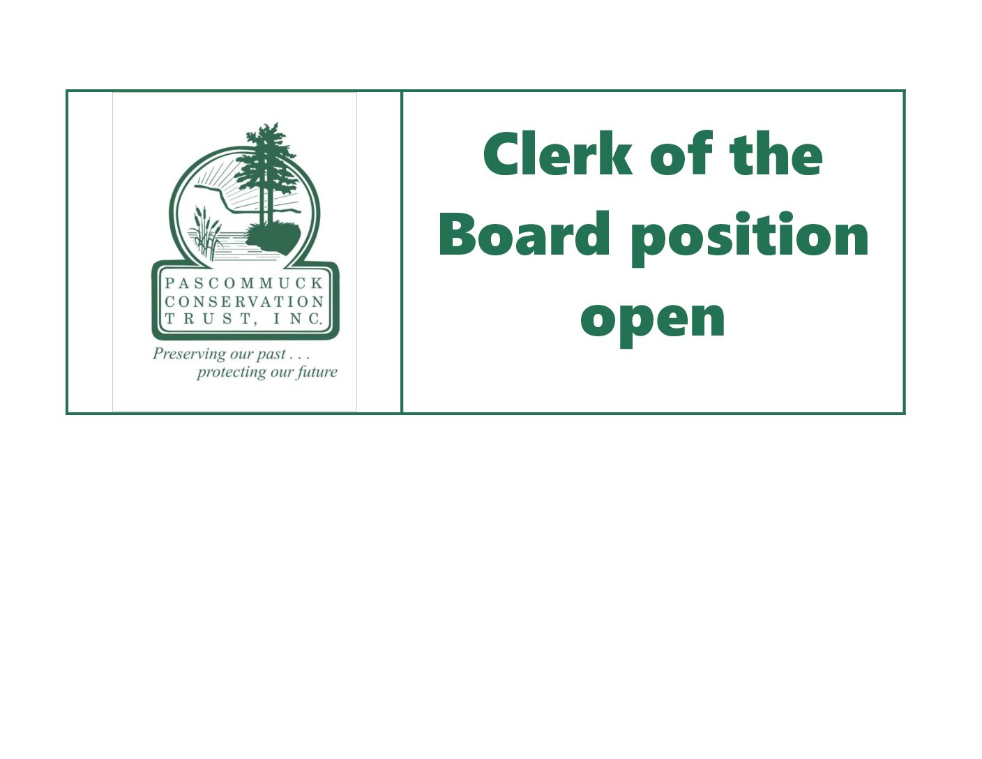 PCT Clerk of the Board position open.